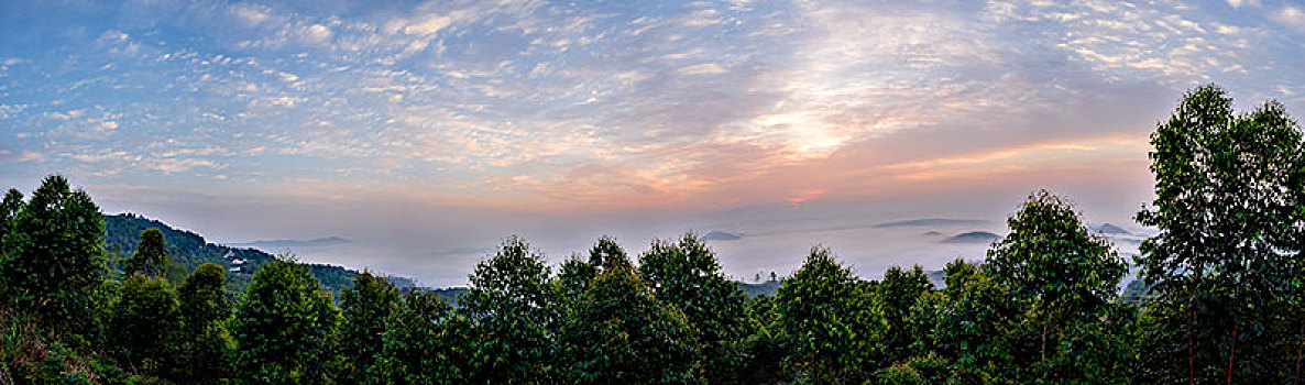 春天山野雾景