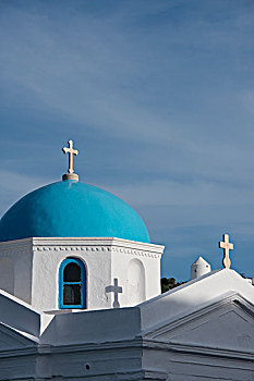 希腊,基克拉迪群岛,米克诺斯岛,特色,刷白,教堂,屋顶,展示,传统,建筑,大幅,尺寸