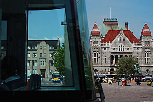 芬兰,赫尔辛基,国家剧院,风景,巴士,窗户