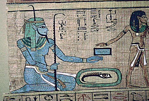 埃及人,纸莎草,展示,神,女僧侣,艺术家,未知