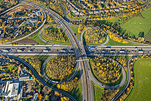 高速公路,连通,苜蓿叶,秋叶,杜伊斯堡,鲁尔区,北莱茵威斯特伐利亚,德国