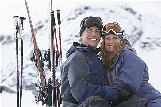 伴侣,休息,滑雪,加拿大