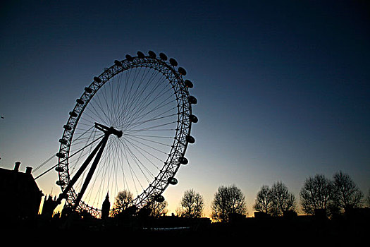 剪影,摩天轮,日落,千禧轮,伦敦南岸,伦敦,英格兰
