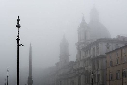 罗马,意大利,纳佛那广场,包着,怪异,雾