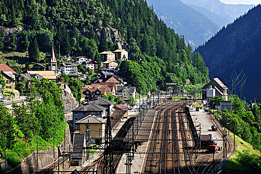 车站,进入,隧道,瑞士,欧洲