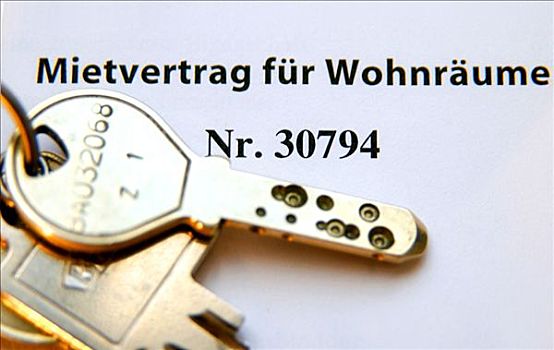 合同,结束,公寓,钥匙,笔,德国
