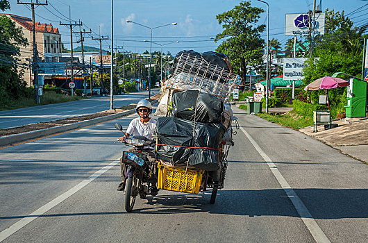 摩托车,装载,汽车,普吉岛,泰国,亚洲