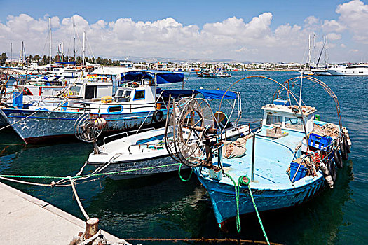 捕鱼,船,港口,帕福斯,塞浦路斯南部,希腊,塞浦路斯,南欧