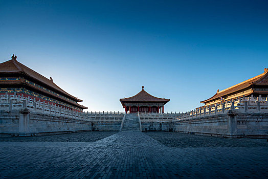 北京故宫太和殿日落风景