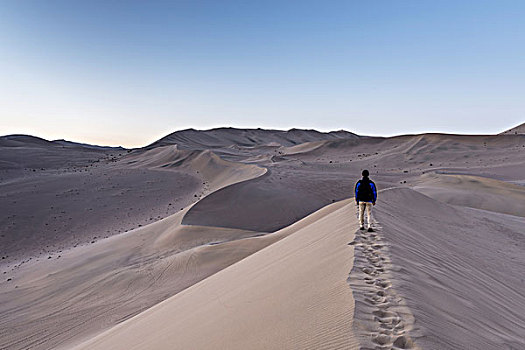 一个行走在沙漠中的人