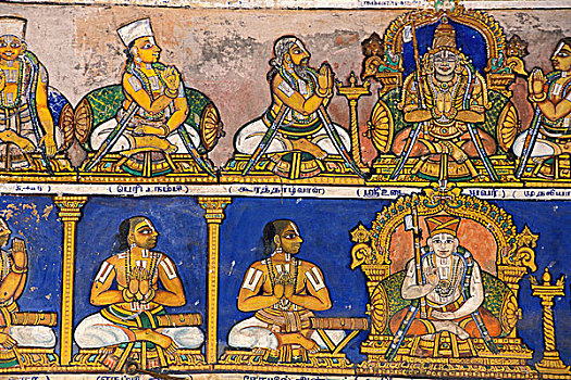 壁画,艺术,湿婆神,庙宇,坦贾武尔,泰米尔纳德邦,南印度,亚洲