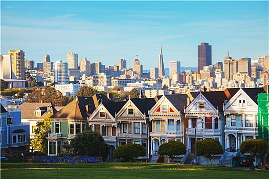 旧金山,城市,风景,阿拉摩广场,公园