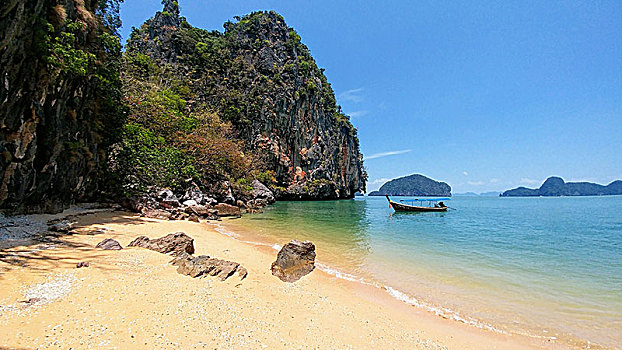 沙滩,岛屿,泰国,海洋,船