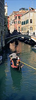 人,骑,小船,威尼斯