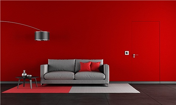红色,黑色,客厅