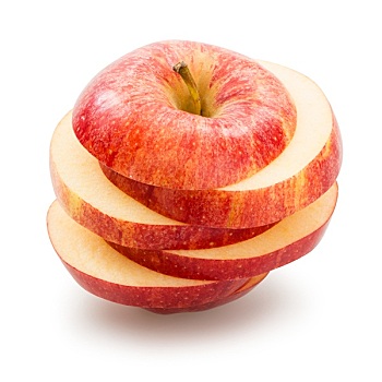 切片,红苹果,上方,白色背景