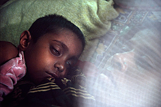 孩子,癌症,病人,旁侧,病床,医院,达卡,2003年