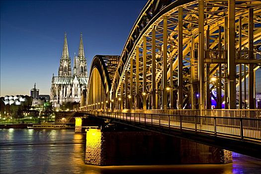 科隆大教堂,桥,莱茵河,河,科隆,北莱茵威斯特伐利亚,德国,欧洲
