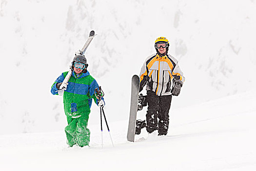 滑雪,滑雪板玩家,高山,冬天,白天