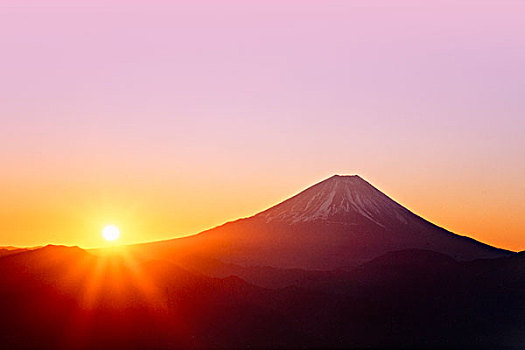 太阳,山,富士山