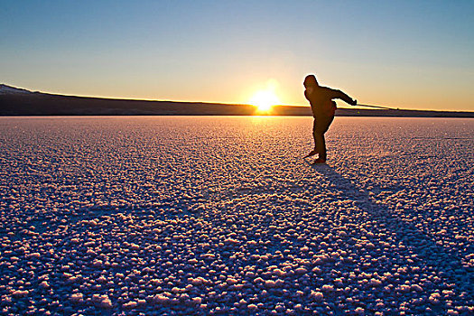 男人,北欧,滑冰,冰冻,肯奈半岛,阿拉斯加,冬天