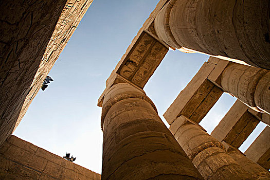巨大,柱子,卡尔纳克神庙,约旦河东岸,路克索神庙,尼罗河,河,埃及