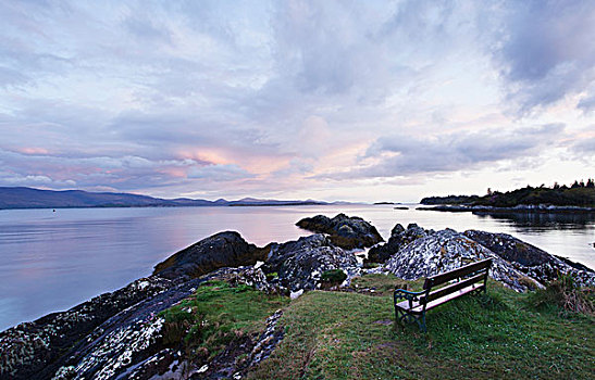 空,长椅,景色,视点,半岛,凯瑞郡,爱尔兰