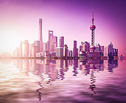美丽的上海陆家嘴金融中心预留了黄浦江
