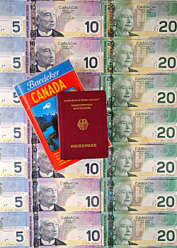 护照,联邦德国,引导,书本,加拿大,多样,加元,货币