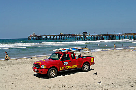 救生员,交通工具,皇家,海滩,圣地亚哥,加利福尼亚,美国,北美