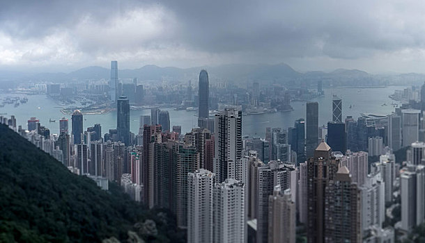 中国香港维多利亚港全景