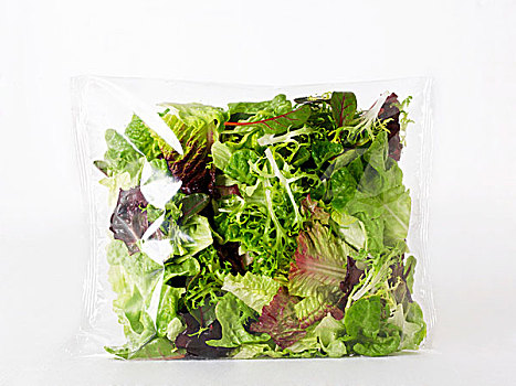 混合,蔬菜沙拉,塑料袋