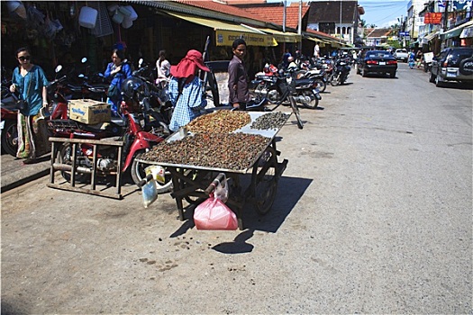 柬埔寨,女人,销售,异域风情,食物,街道