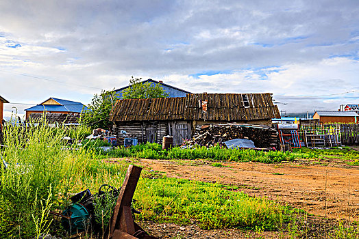 内蒙古室韦俄罗斯民族乡木屋建筑
