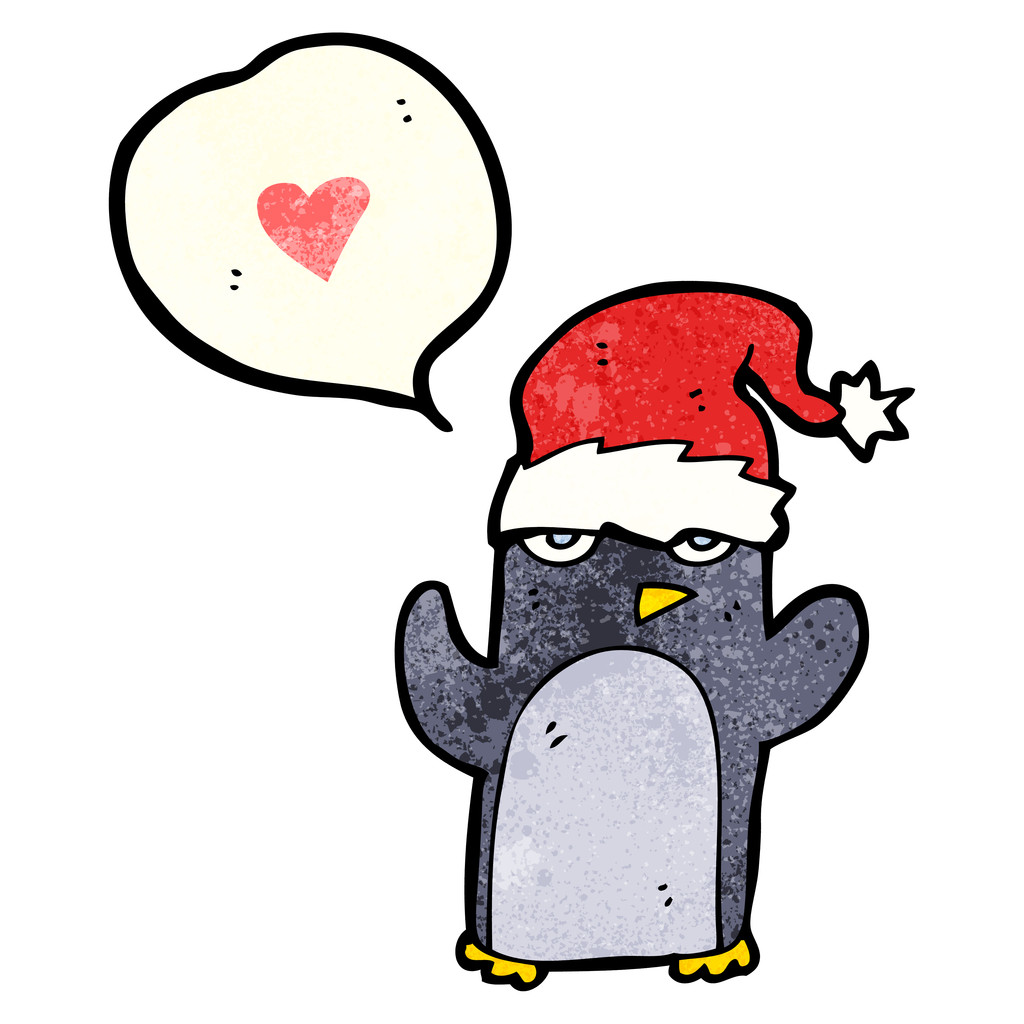 企鹅爱心矢量卡通白色背景