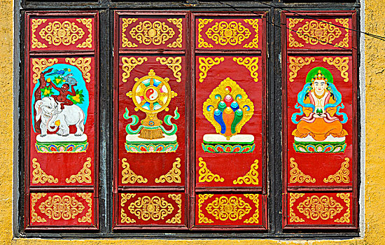传统,佛教,墙壁,寺院,乌兰巴托,蒙古,亚洲