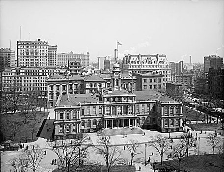 市政厅,俯拍,纽约,美国,建筑,历史