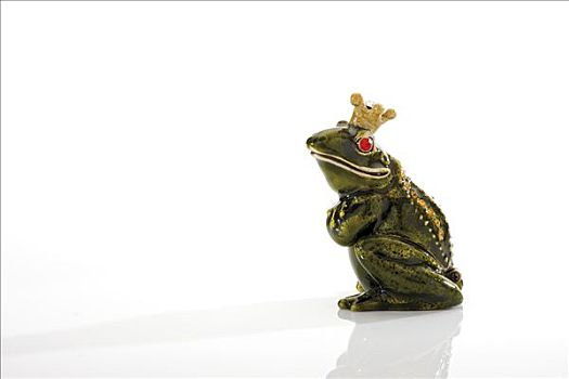 青蛙,小雕像,穿,皇冠,坐