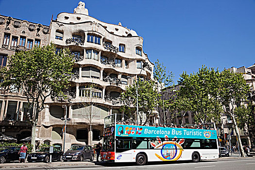 西班牙,巴塞罗那,城市,旅游巴士