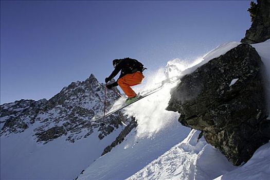 法国,阿尔卑斯山,边远地区,滑雪