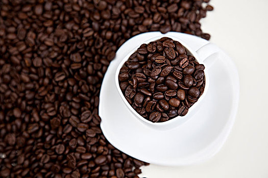 咖啡,杯子,咖啡豆