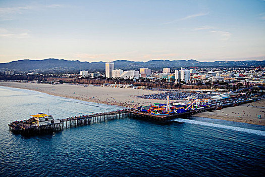 游乐园,码头,俯拍,圣莫尼卡,加利福尼亚,美国