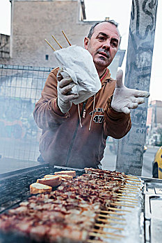 烤制食品,猪肉,扦子,售出,雅典,希腊