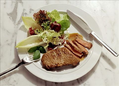 腰子肉排,混合,蔬菜沙拉