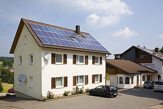太阳能电池板,屋顶,公寓楼,巴登符腾堡,德国