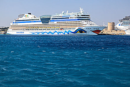 游船,女主角,港口,罗得斯,多德卡尼斯群岛,南,爱琴海,希腊,欧洲