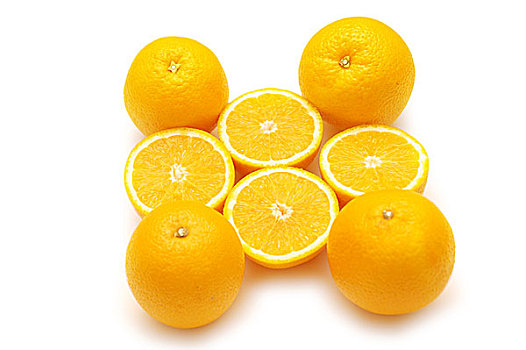 切削,橘子,隔绝,白色背景