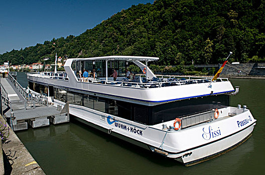 乘客,船,多瑙河,帕绍,巴伐利亚森林,巴伐利亚,德国,欧洲