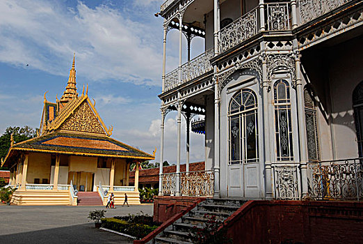 皇家,宫殿,银,塔,亭子,金边,柬埔寨,东南亚