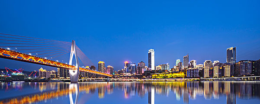 城市,天際線,重慶,水,夜晚